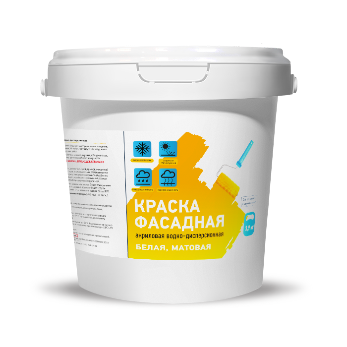 Краска фасадная акриловая ВД-АК-109(-5)-3,9 белая  для работ при -5°С